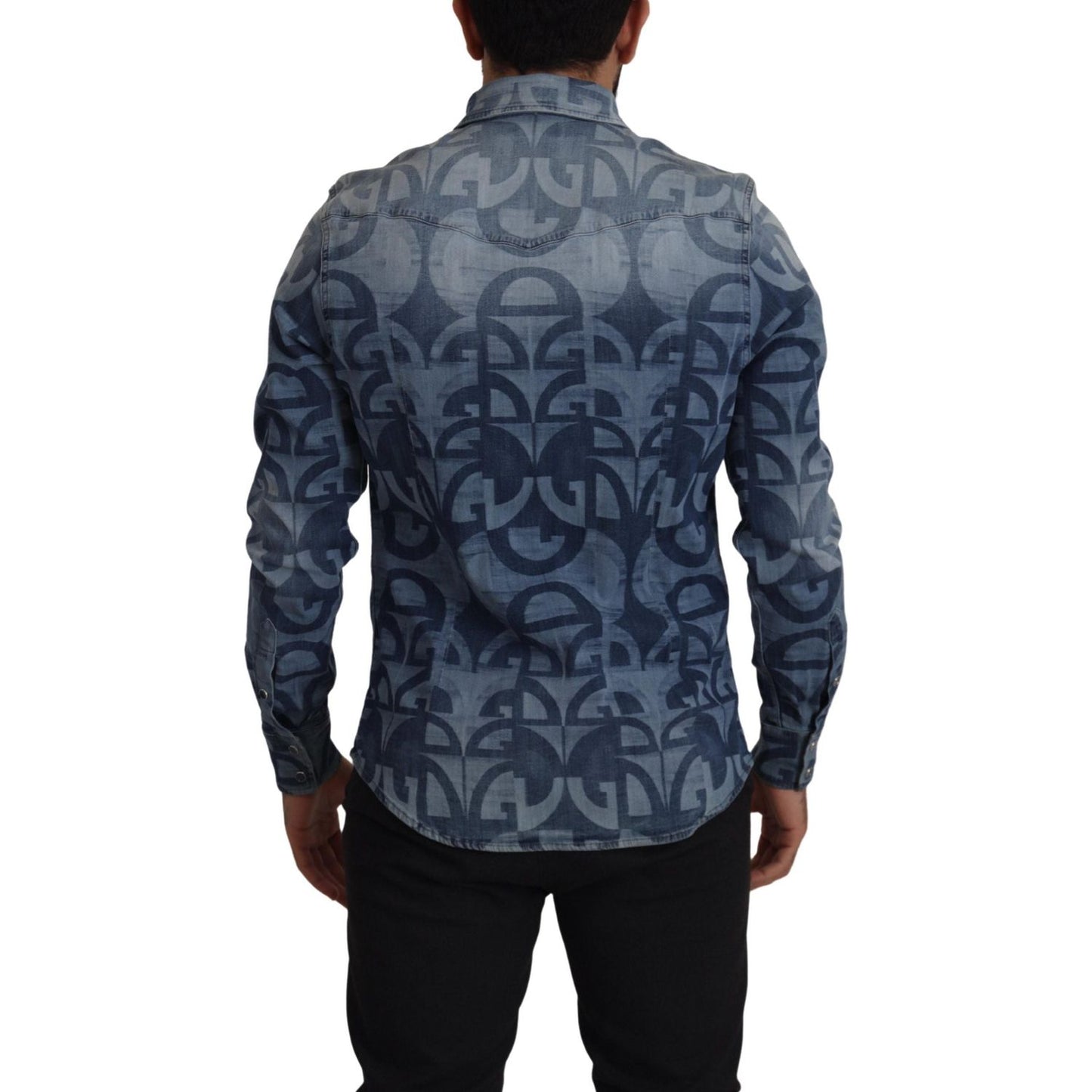 Elegant Slim Fit Casual Blue Men's Shirt