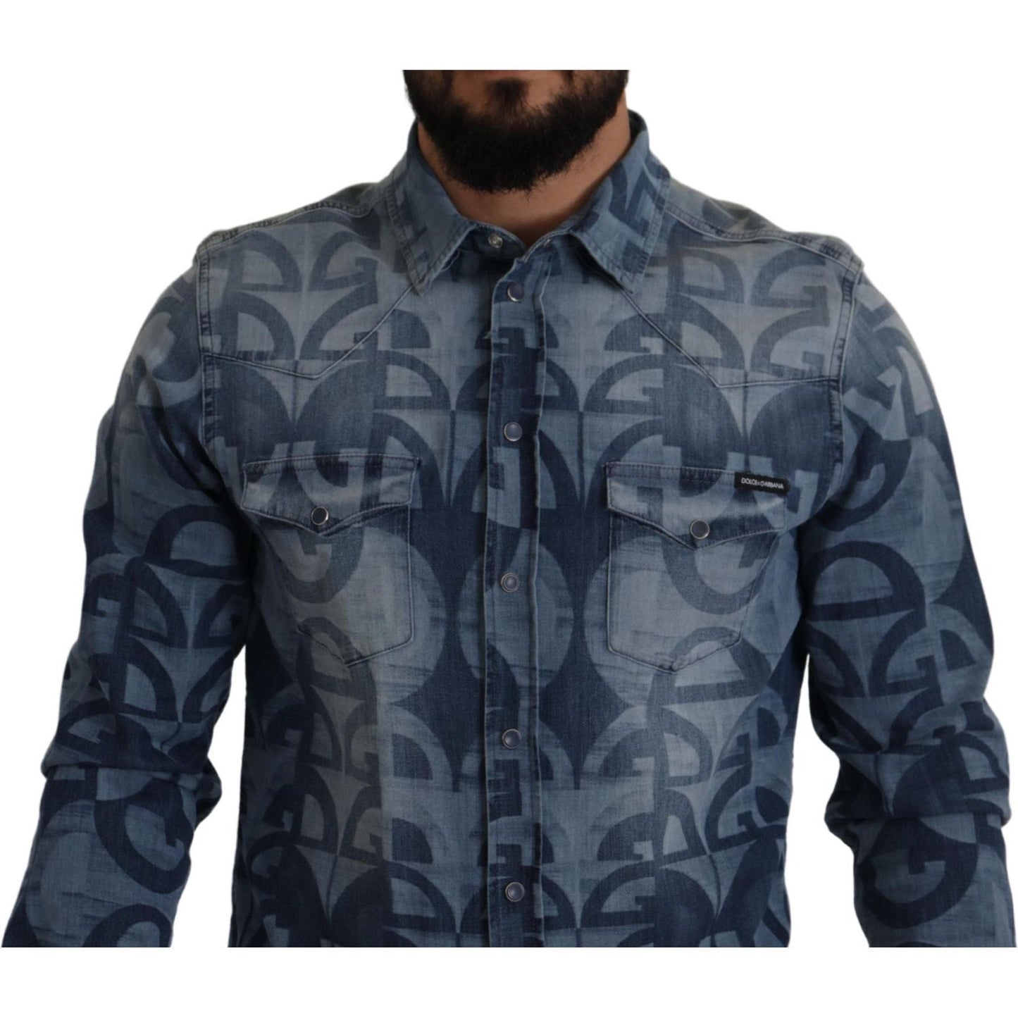 Elegant Slim Fit Casual Blue Men's Shirt