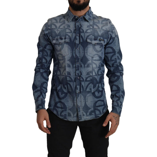 Elegant Slim Fit Casual Blue Men's Shirt