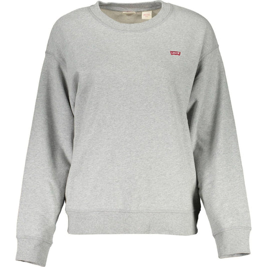 Chic Gray Cotton Round Neck Sweatshirt