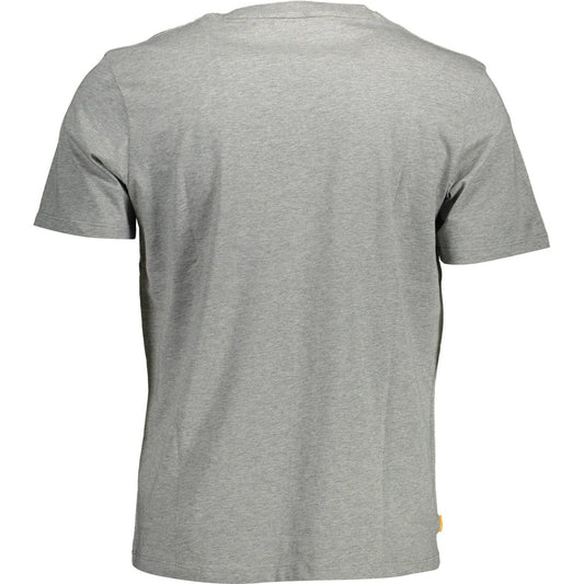 Eco-Conscious Gray Cotton Tee with Logo Print