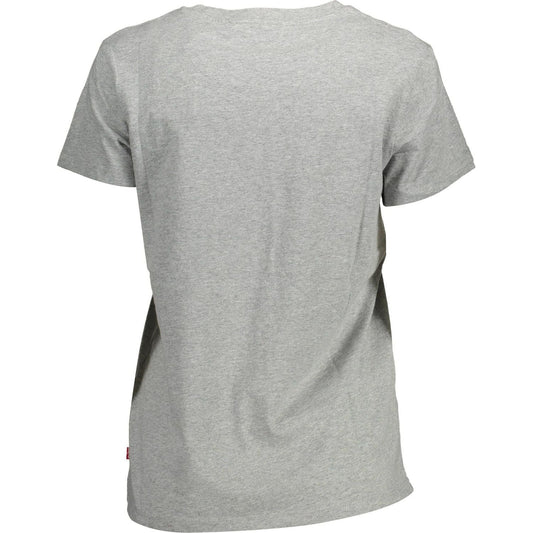 Chic Gray Logo Print Tee for Casual Elegance