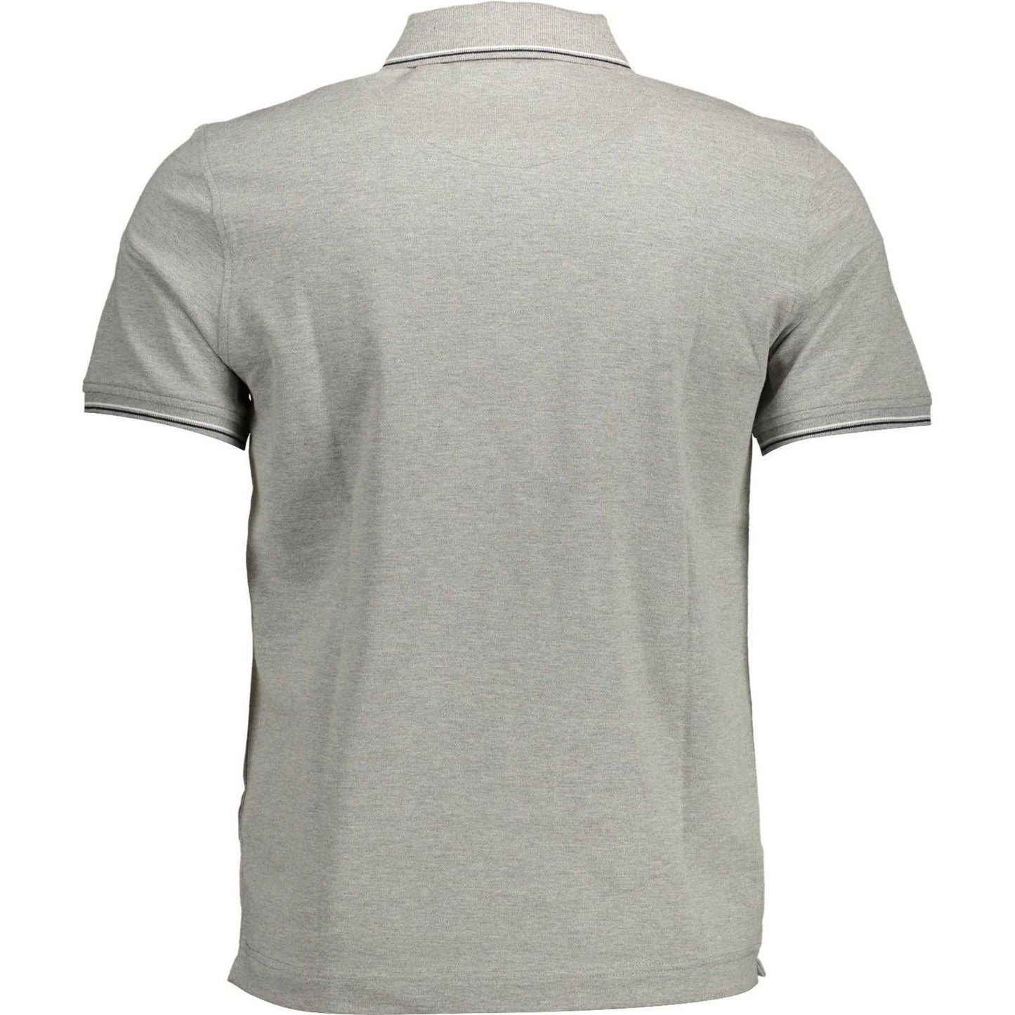 Sleek Gray Contrast Detail Polo Shirt