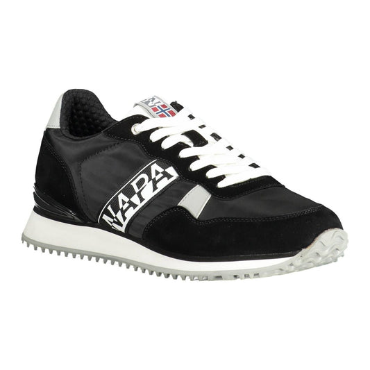 Sleek Black Lace-Up Sports Sneakers