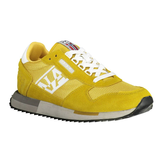 Vibrant Yellow Lace-Up Sporty Sneakers