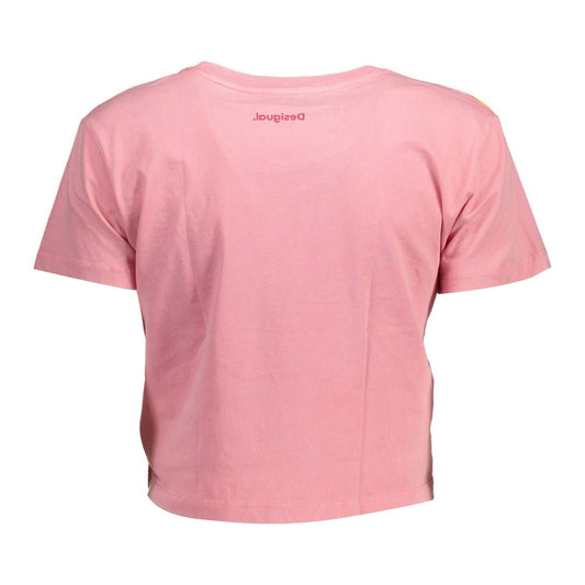 Chic Pink Embellished Cotton Tee