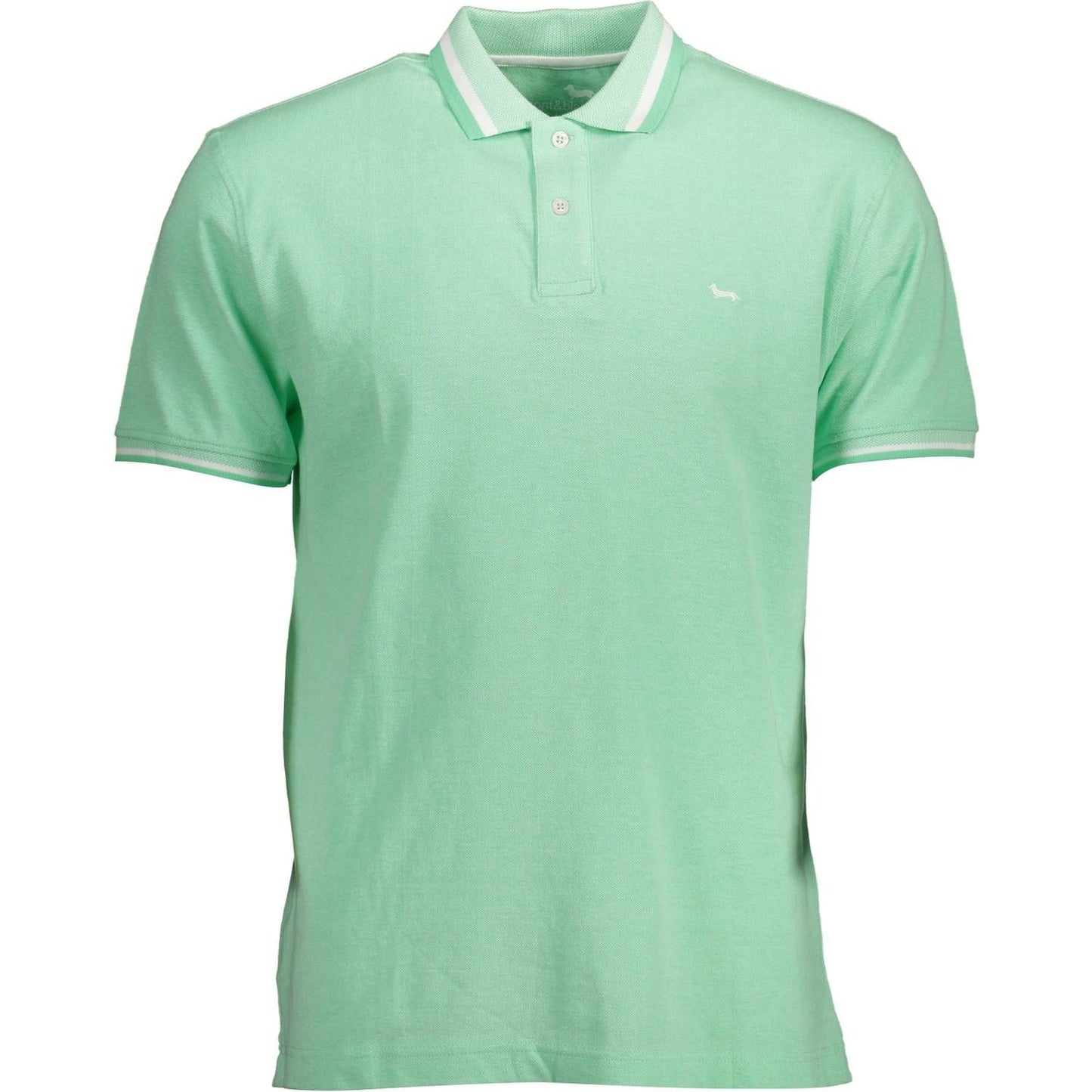 Elegant Green Cotton Polo with Contrasting Accents