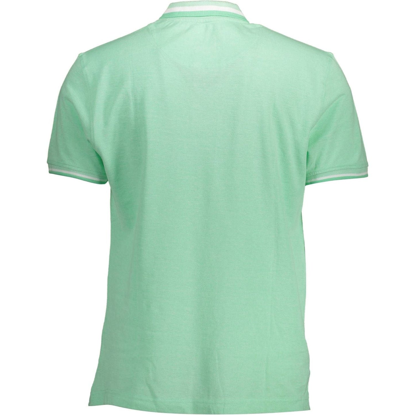 Elegant Green Cotton Polo with Contrasting Accents