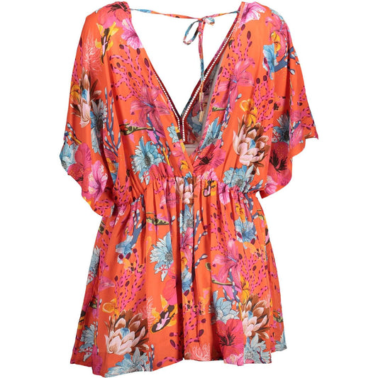 Vibrant V-Neck Short Sleeve Dress