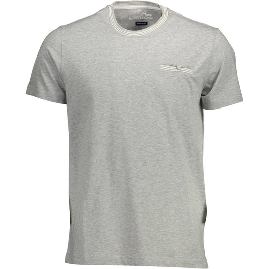 Harmont & Blaine Elegant Gray Cotton T-Shirt with Contrast Details Harmont & Blaine