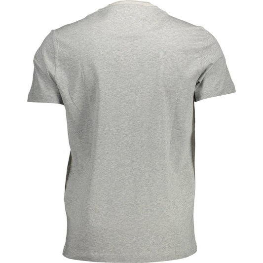 Elegant Gray Cotton T-Shirt with Contrast Details