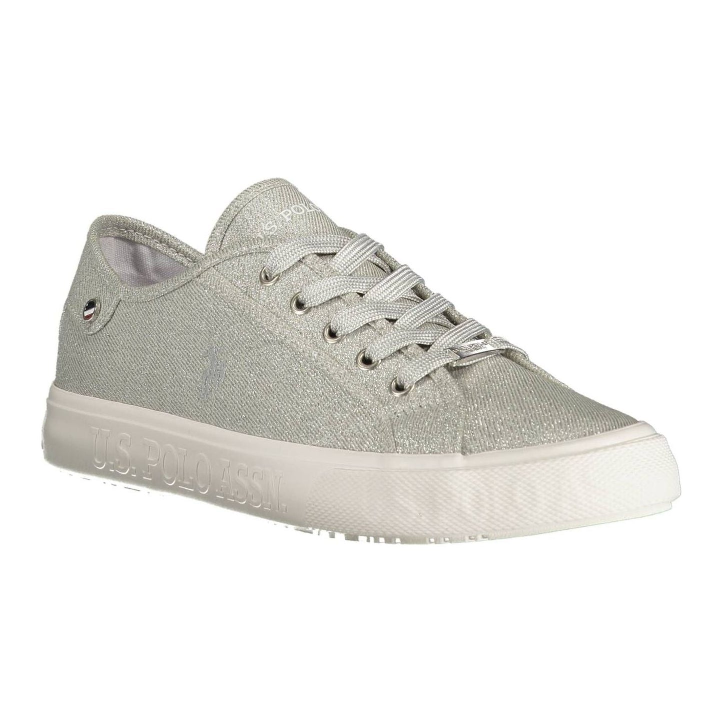 Silver Lace-up Sporty Sneakers for Modern Women