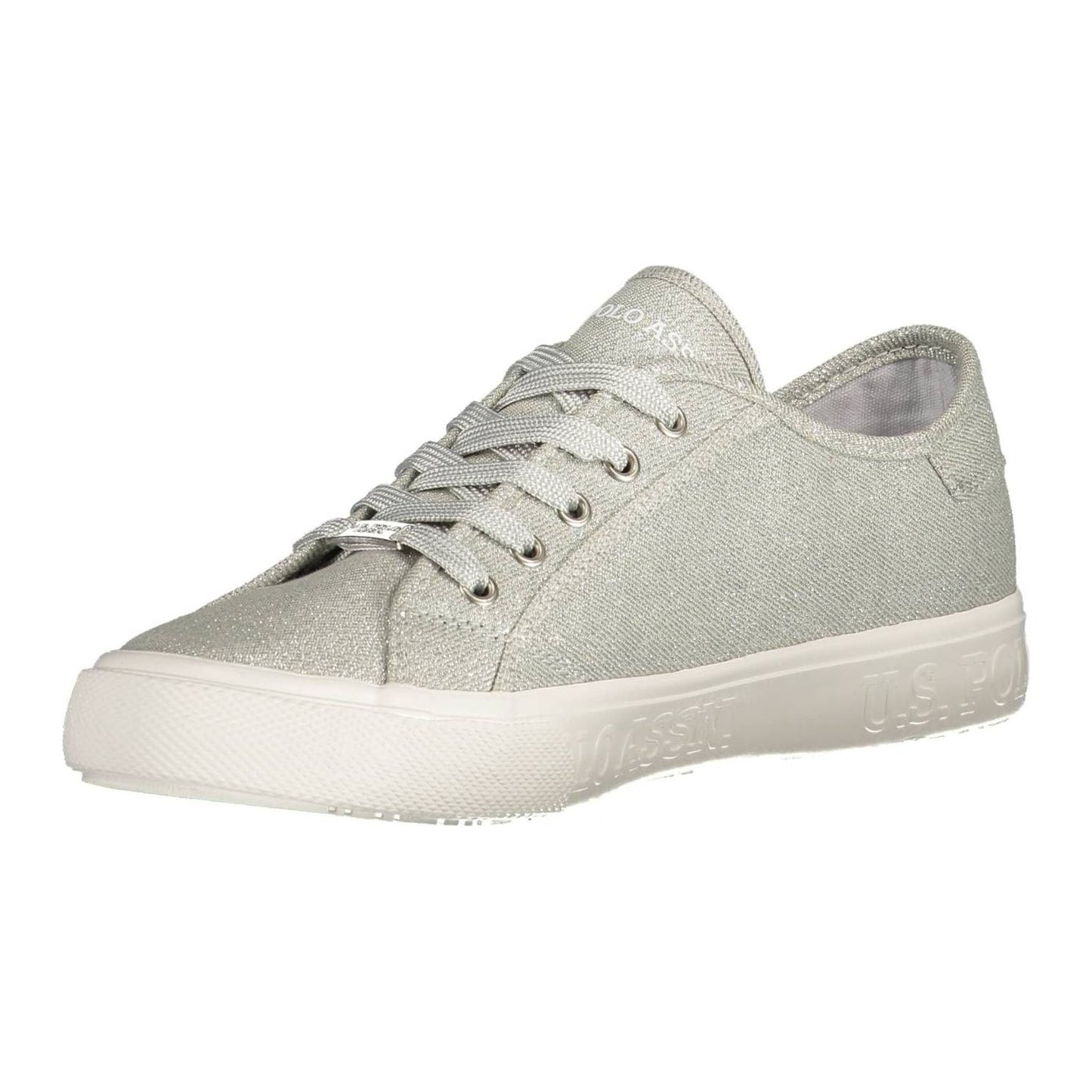 Silver Lace-up Sporty Sneakers for Modern Women