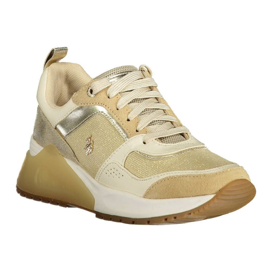 Elegant Gold-Tone Sports Sneakers with Laces