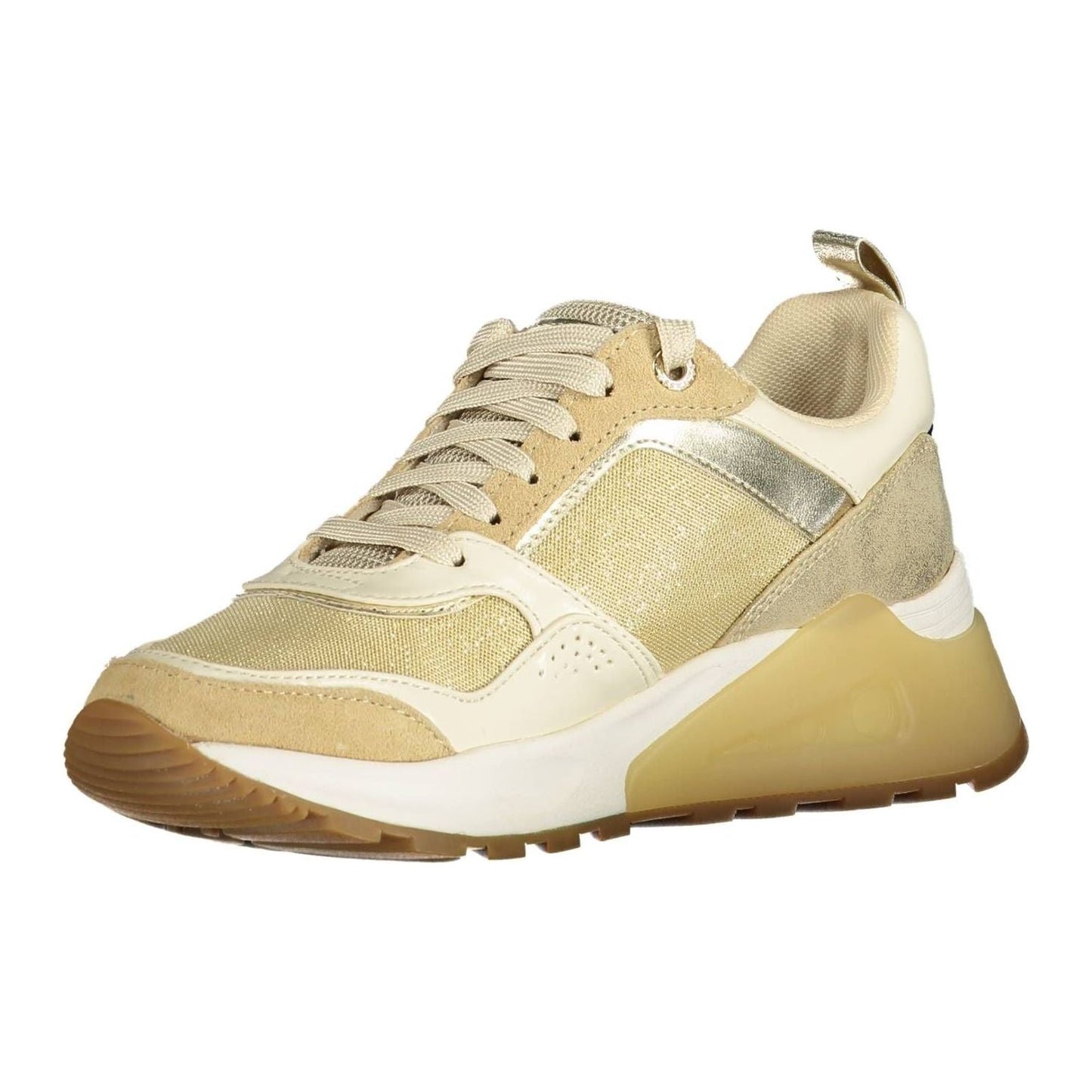 Elegant Gold-Tone Sports Sneakers with Laces