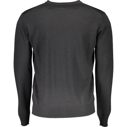 Elegant Crew Neck Wool Sweater in Black Harmont & Blaine