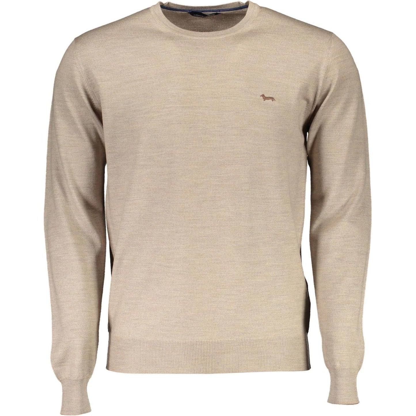 Beige Wool Crew Neck Luxury Sweater