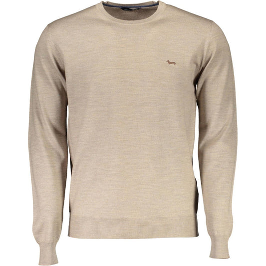 Beige Wool Crew Neck Luxury Sweater