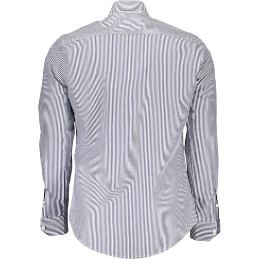 Sleek Blue Organic Cotton Shirt with Logo