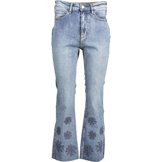 Desigual Chic Embroidered Faded Jeans with Contrasting Accents Desigual