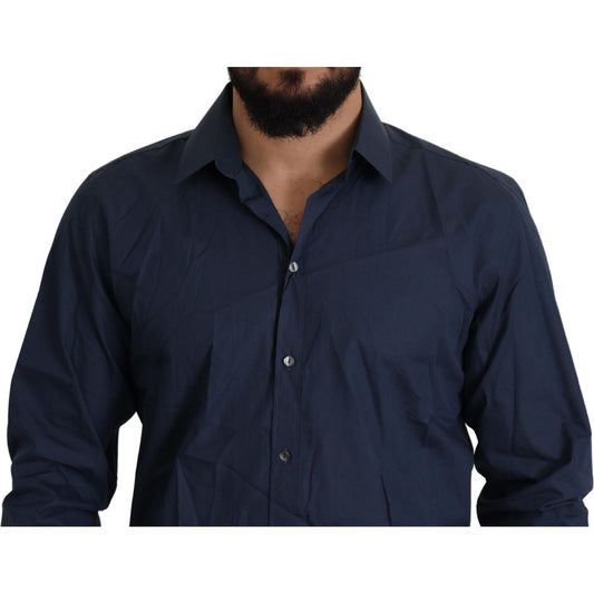 Elegant Slim Fit Blue Martini Dress Shirt