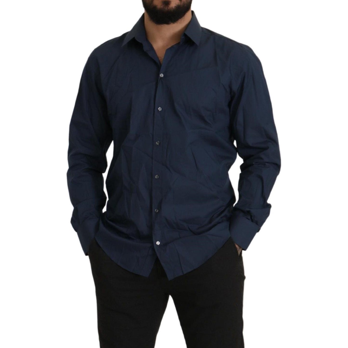 Elegant Slim Fit Blue Martini Dress Shirt