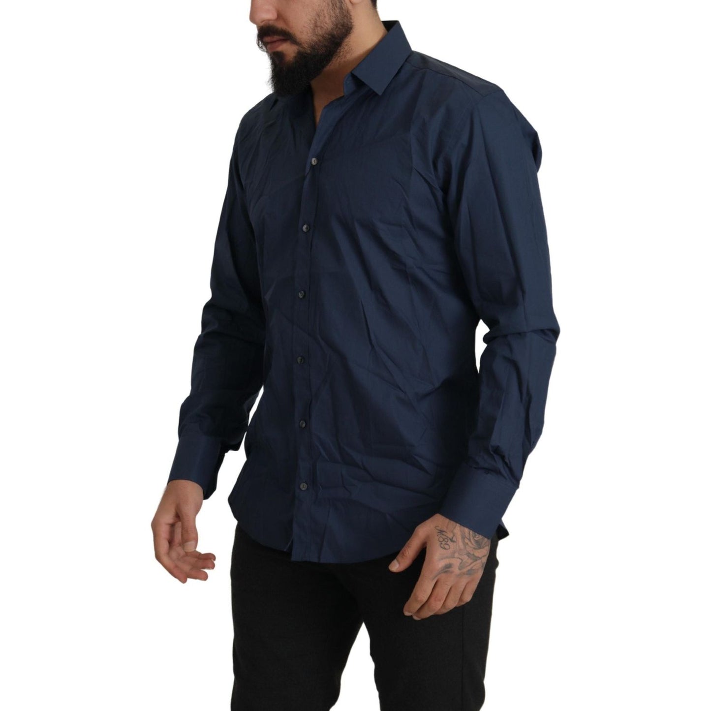 Elegant Slim Fit Blue Martini Dress Shirt