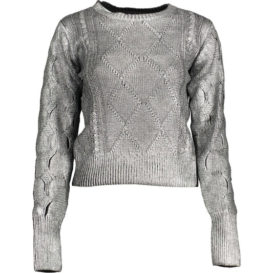 Chic Silver Tone Contrast Detail Sweater Desigual