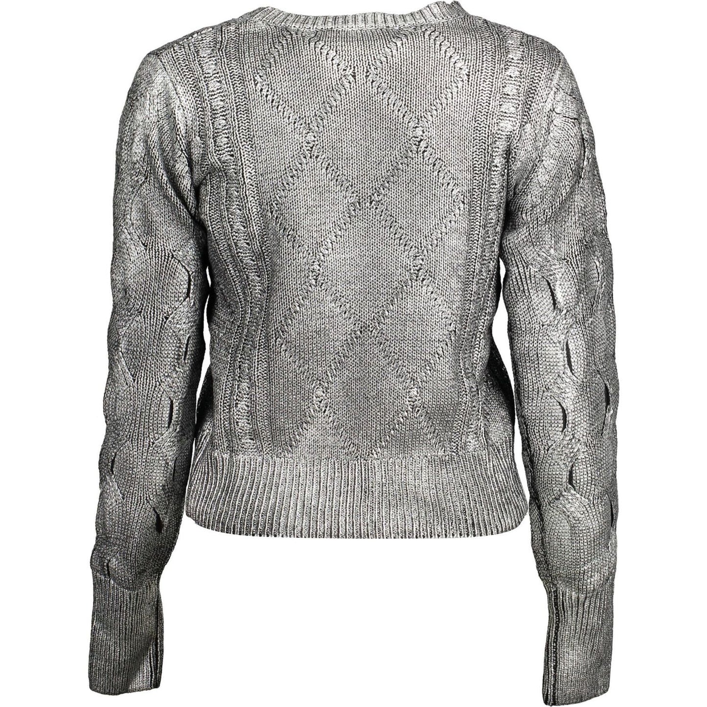 Desigual Chic Silver Tone Contrast Detail Sweater Desigual