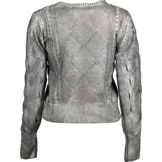 Chic Silver Tone Contrast Detail Sweater Desigual