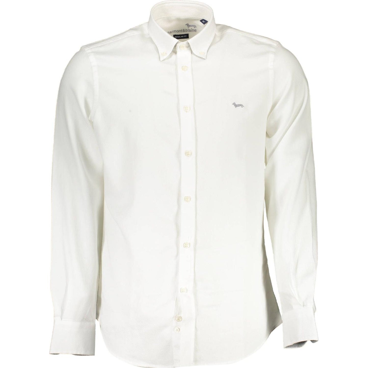 Elegant White Cotton Shirt with Contrasting Cuffs