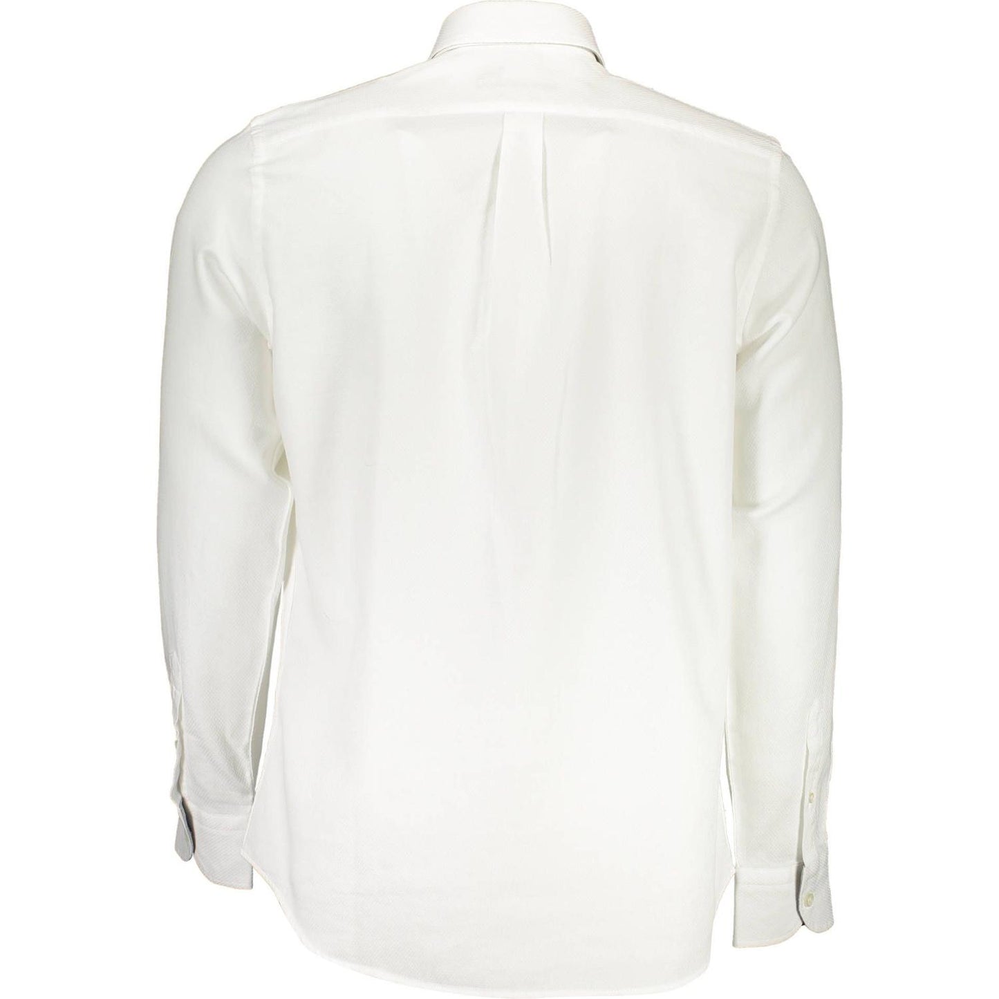 Elegant White Cotton Shirt with Contrasting Cuffs