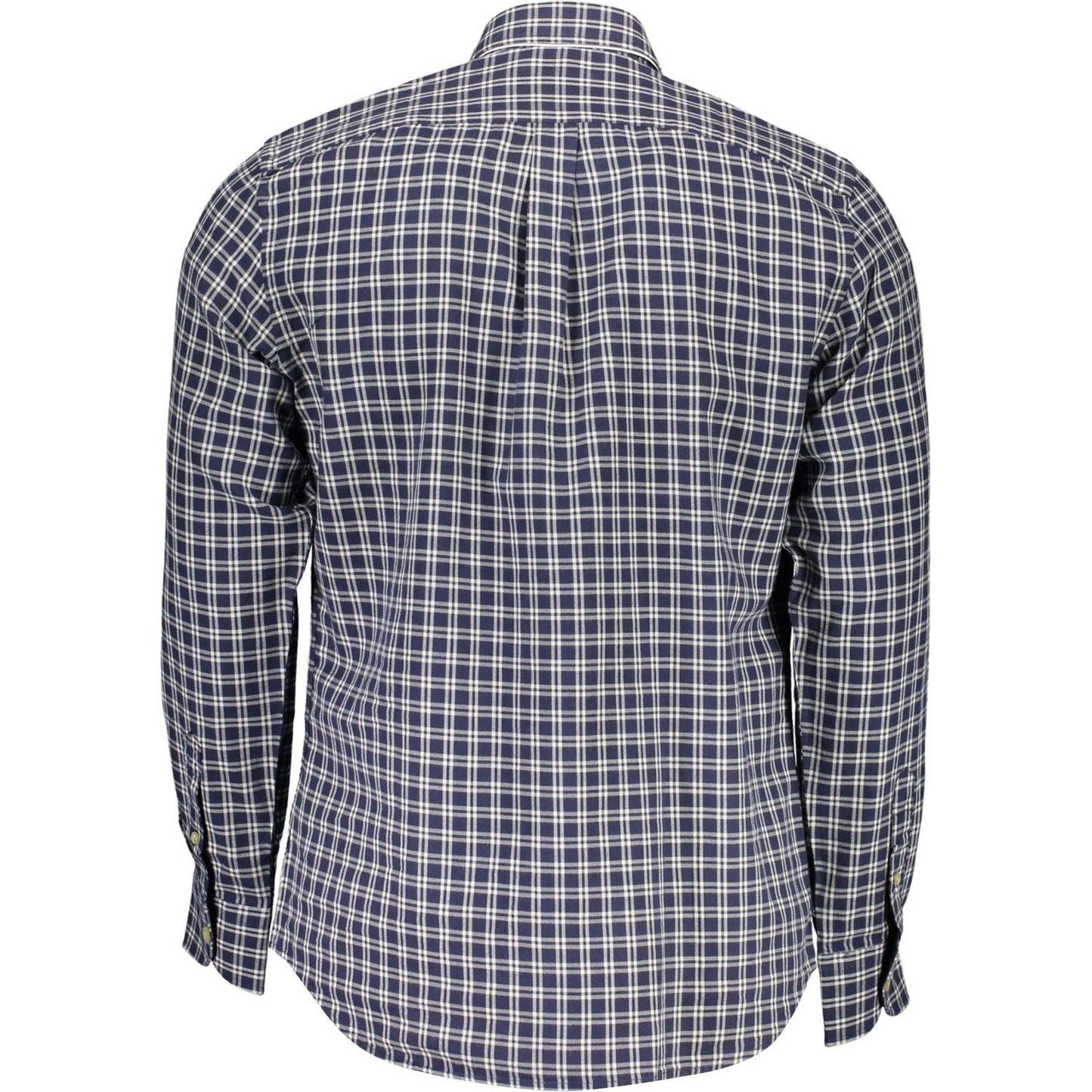 Elegant Blue Cotton Shirt with Contrasting Cuffs