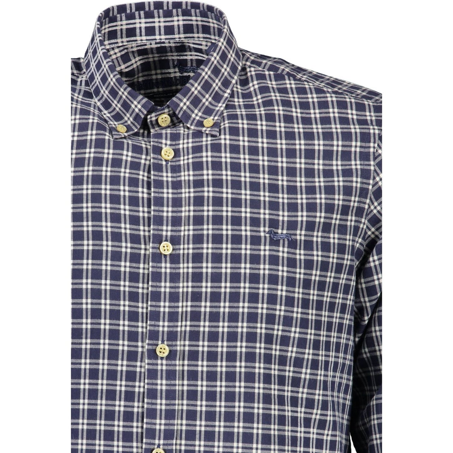 Elegant Blue Cotton Shirt with Contrasting Cuffs