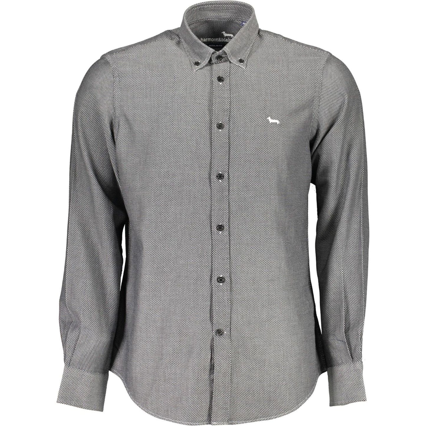 Elegant Black Cotton Men's Tailored Shirt