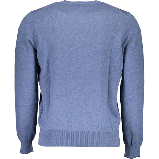 Blue Round Neck Embroidered Sweater