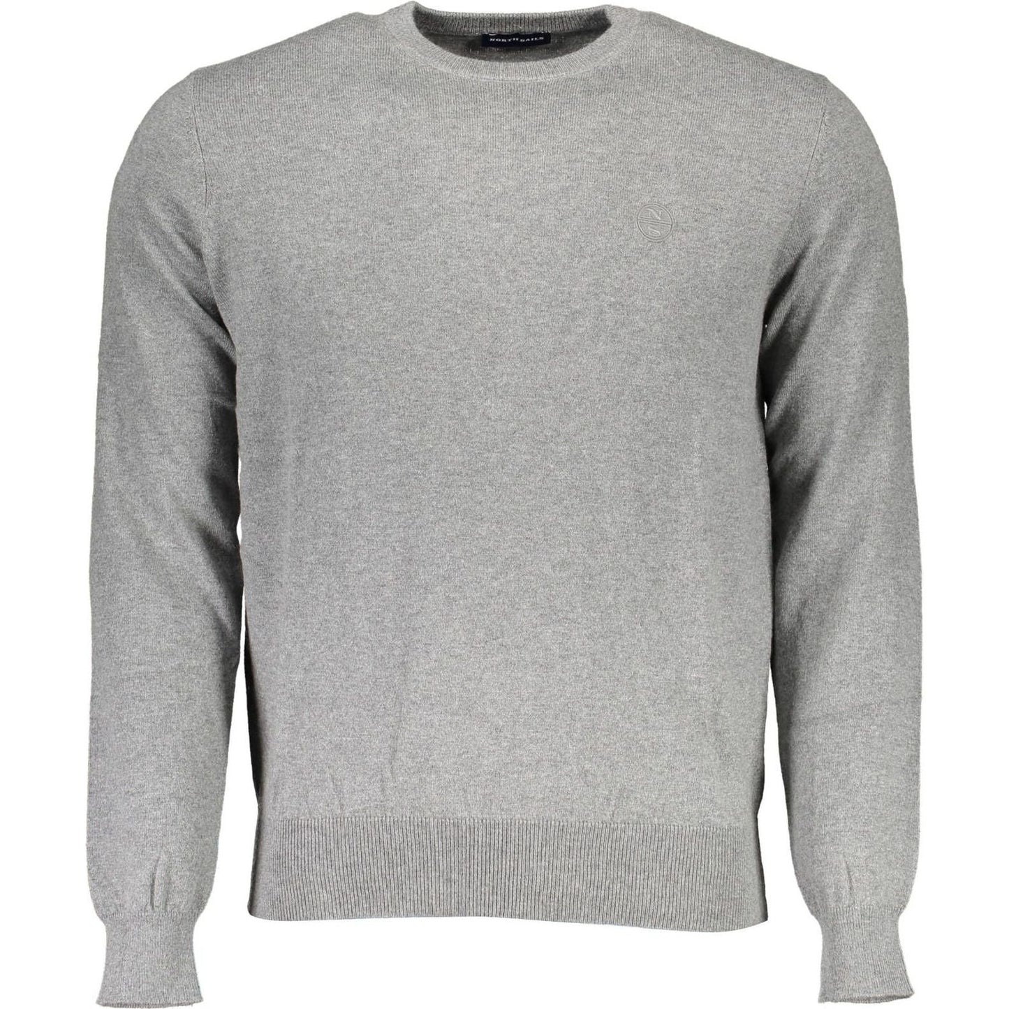 Eco-Conscious Gray Knit Sweater With Logo Detail