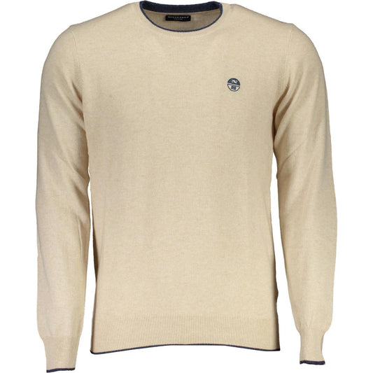 Beige Embroidered Crewneck Sweater