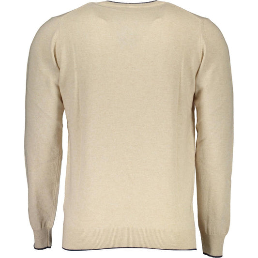 Beige Embroidered Crewneck Sweater