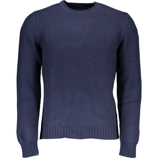 Blue Round Neck Sweater with Contrasting Details