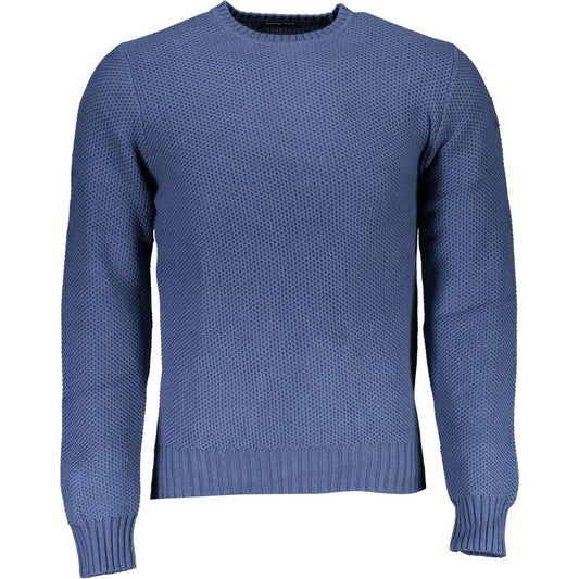 Chic Blue Round Neck Recycled Fiber Sweater