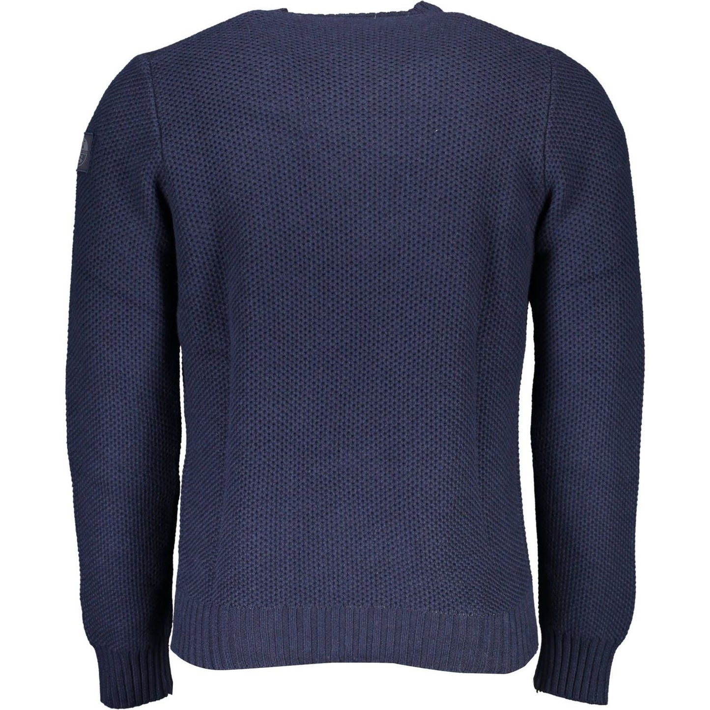 Blue Round Neck Sweater with Contrasting Details