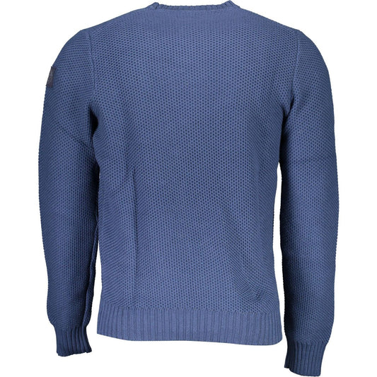 Chic Blue Round Neck Recycled Fiber Sweater