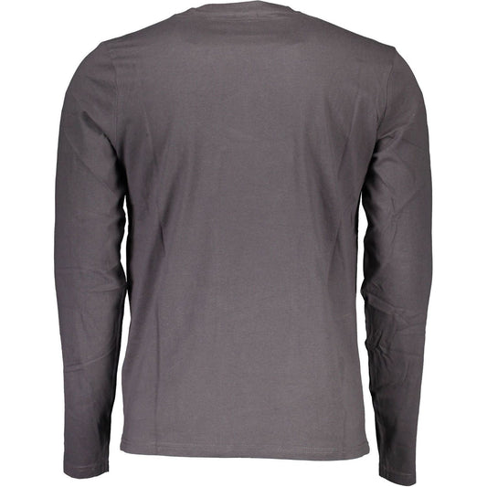 Elegant Gray Long-Sleeve Cotton Tee