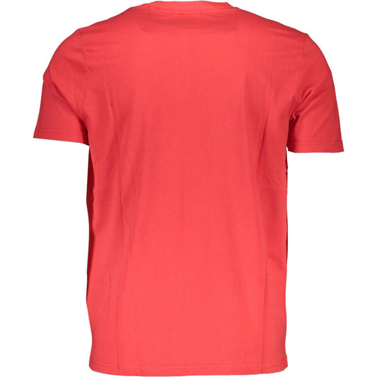 Vibrant Red Round Neck Tee with Logo Detail