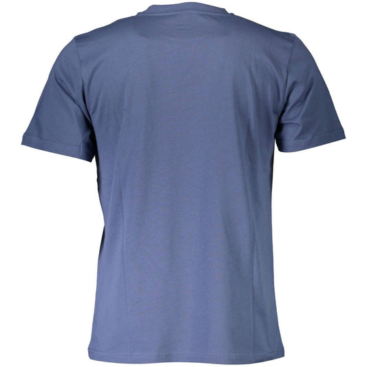 Blue Cotton Crew Neck Tee with Print