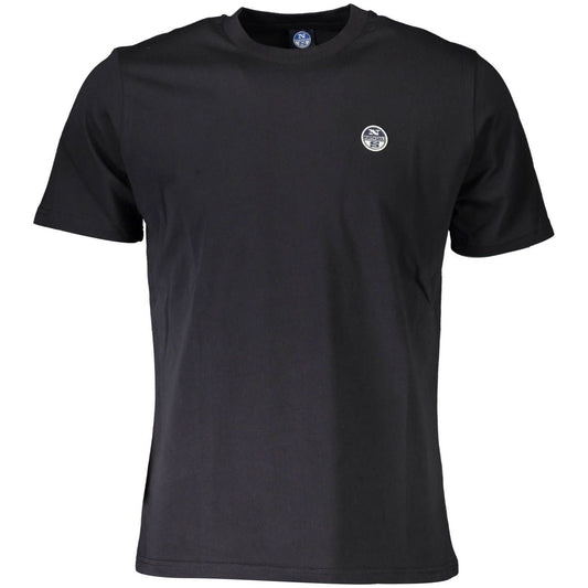 Elegant Black Cotton Tee with Logo Applique