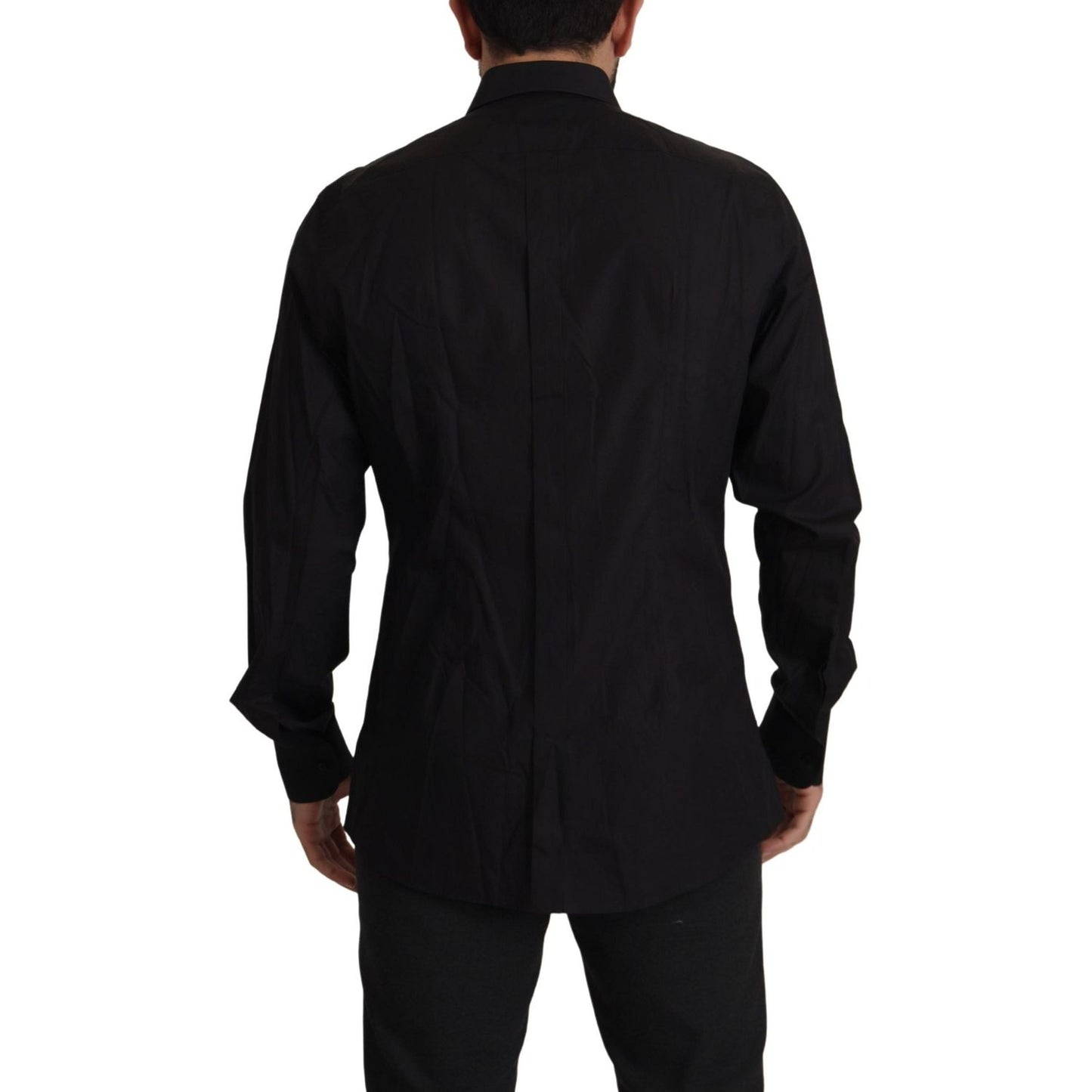 Sleek Black Tuxedo Dress Shirt - Slim Fit