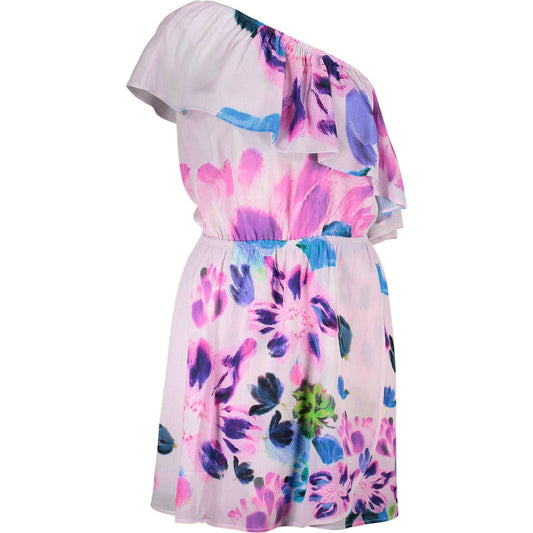 Chic Pink One-Shoulder Short Dress with Contrasting Details Desigual