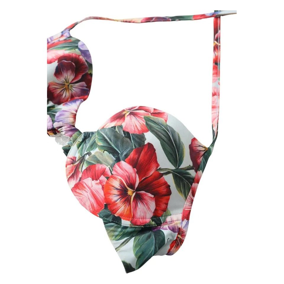 Dolce & Gabbana Multicolor Floral Swimwear Top Push Up Bikini multicolor-floral-swimwear-top-push-up-bikini
